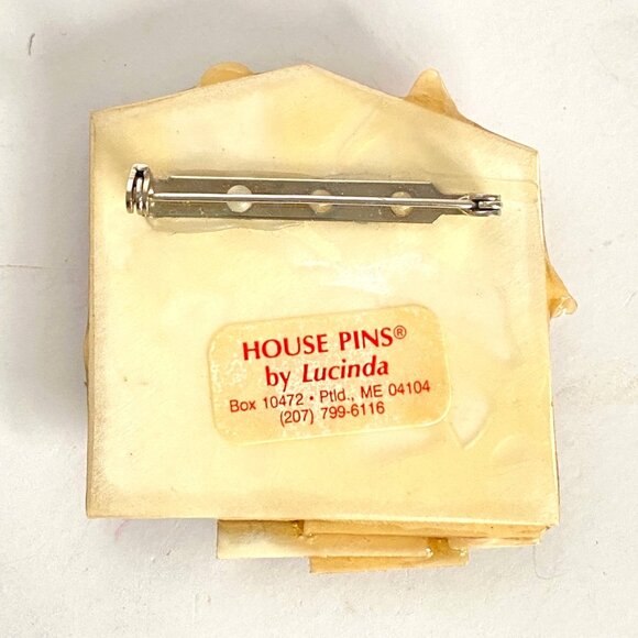 House Pins By Lucinda Large Resin Village Handmade Pin Brooch Wallpaper Backing - Picture 3 of 8